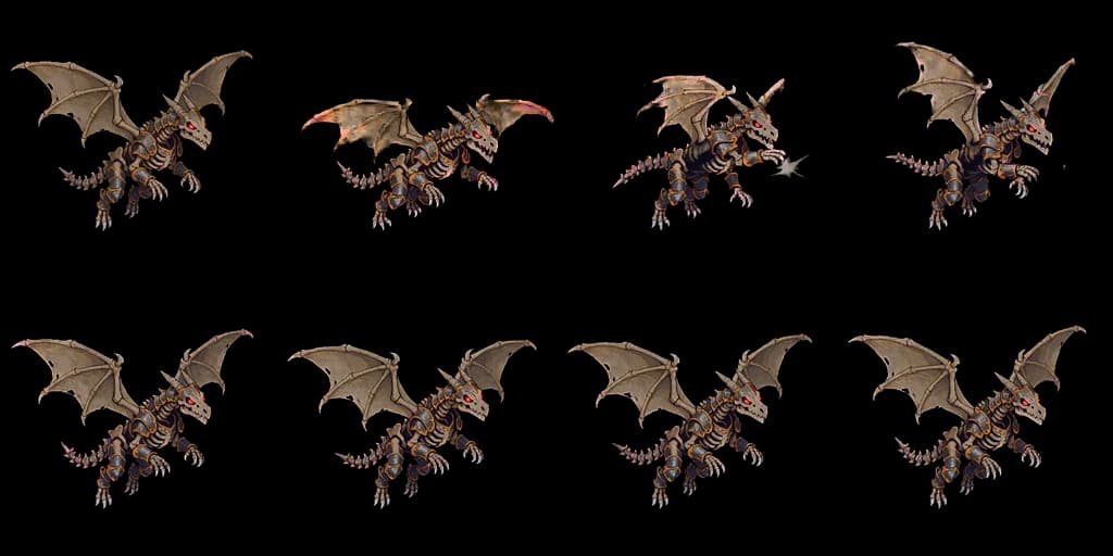 A 4×2 sprite sheet with exactly reversible dimensions