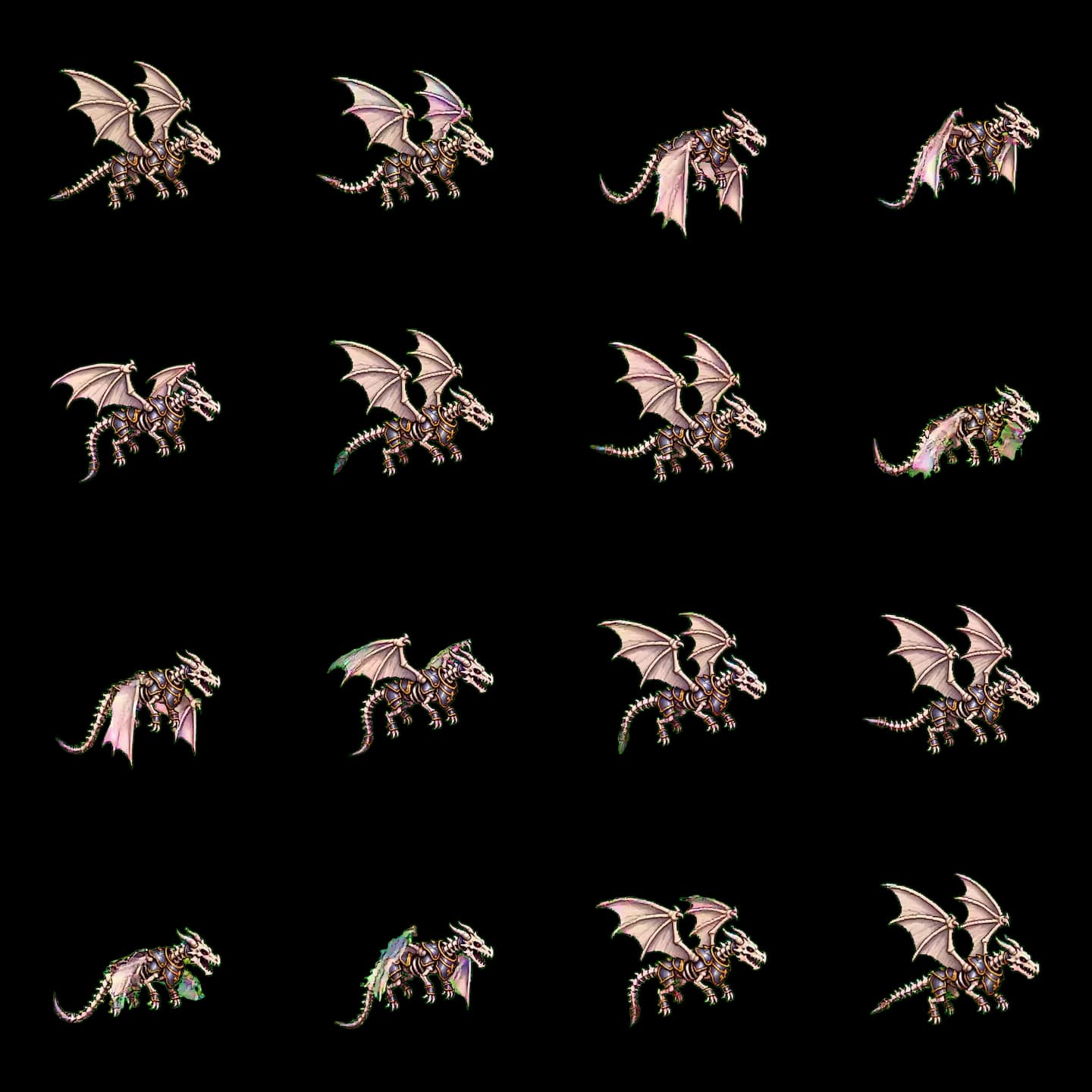 A 4×4 animation grid for Godot SpriteFrames